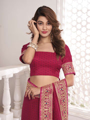 Sequinned Embroidered Border Saree With Blouse Piece