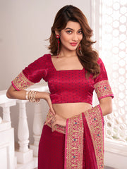 Sequinned Embroidered Border Saree With Blouse Piece