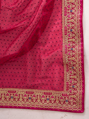 Sequinned Embroidered Border Saree With Blouse Piece