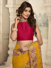 Floral Thread & Sequinned Embroidered Saree With Blouse Piece