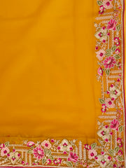 Floral Thread & Sequinned Embroidered Saree With Blouse Piece