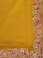Floral Thread & Sequinned Embroidered Saree With Blouse Piece