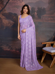 Sequinned Saree With Blouse Piece