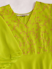Floral Thread & Sequined Embroidered A-Line Ethnic Drees