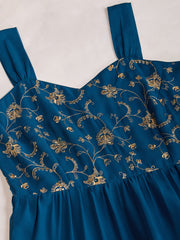 Sequinned Embroidered Sweetheart Neck Maxi Ethnic Drees