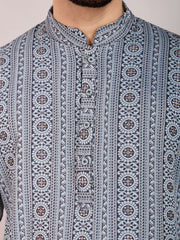 Woven Design Straight Kurta & Trousers Set