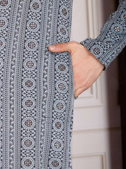 Woven Design Straight Kurta & Trousers Set
