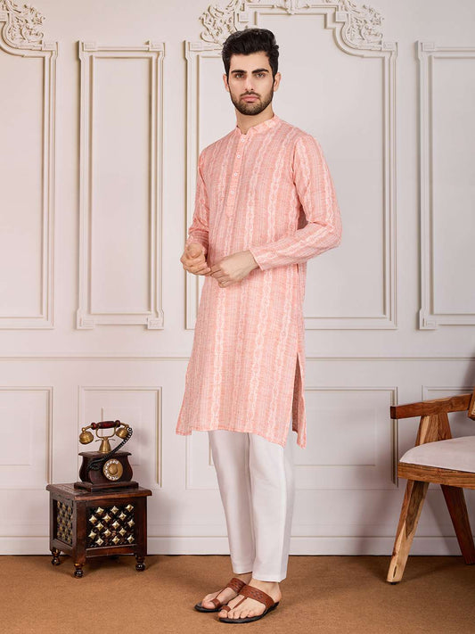 Striped Jacquard Straight Kurta Set