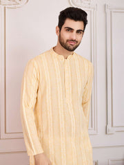 Striped Jacquard Straight Kurta Set