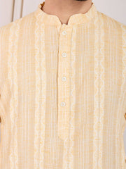 Striped Jacquard Straight Kurta Set