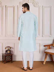 Sequinned Embroidered Kurta With Trousers