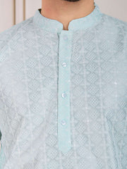 Sequinned Embroidered Kurta With Trousers