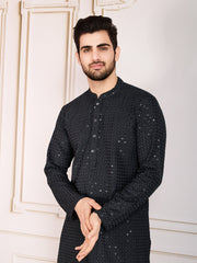 Ethnic Thread & Sequin Embroidered Straight Kurta Set