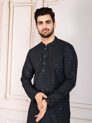 Ethnic Thread & Sequin Embroidered Straight Kurta Set