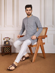 Ethnic Chikankari Straight Kurta & Trousers Set