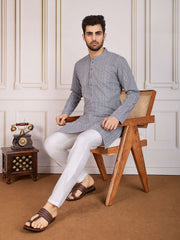 Ethnic Chikankari Straight Kurta & Trousers Set