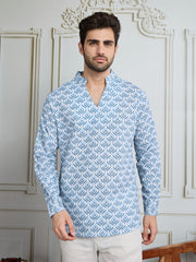 Men Ethnic Motifs Printed Mandarin Collar Cotton Straight Kurta
