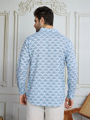 Men Ethnic Motifs Printed Mandarin Collar Cotton Straight Kurta