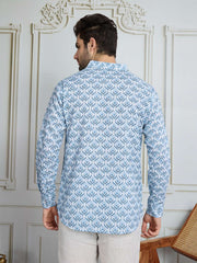 Men Ethnic Motifs Printed Mandarin Collar Cotton Straight Kurta