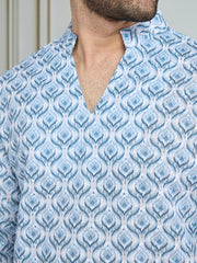 Men Ethnic Motifs Printed Mandarin Collar Cotton Straight Kurta