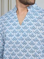 Men Ethnic Motifs Printed Mandarin Collar Cotton Straight Kurta