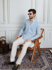 Men Ethnic Motifs Printed Mandarin Collar Cotton Straight Kurta