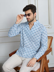 Men Ethnic Motifs Printed Mandarin Collar Cotton Straight Kurta