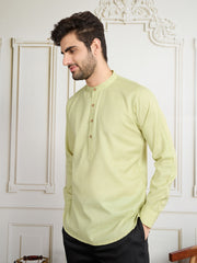 Men Mandarin Collar Cotton Short Kurta