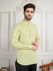 Men Mandarin Collar Cotton Short Kurta