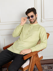 Men Mandarin Collar Cotton Short Kurta