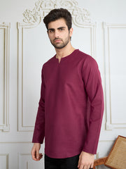 Men Notch Neck Short Kurta