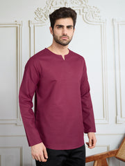 Men Notch Neck Short Kurta