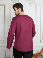 Men Notch Neck Short Kurta