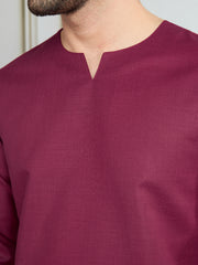 Men Notch Neck Short Kurta