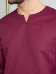 Men Notch Neck Short Kurta