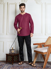 Men Notch Neck Short Kurta