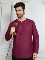 Men Notch Neck Short Kurta