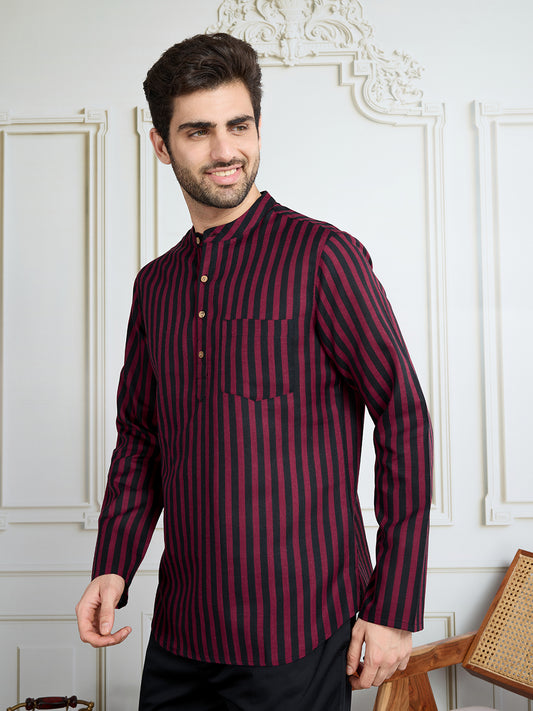Men Striped Short Kurta