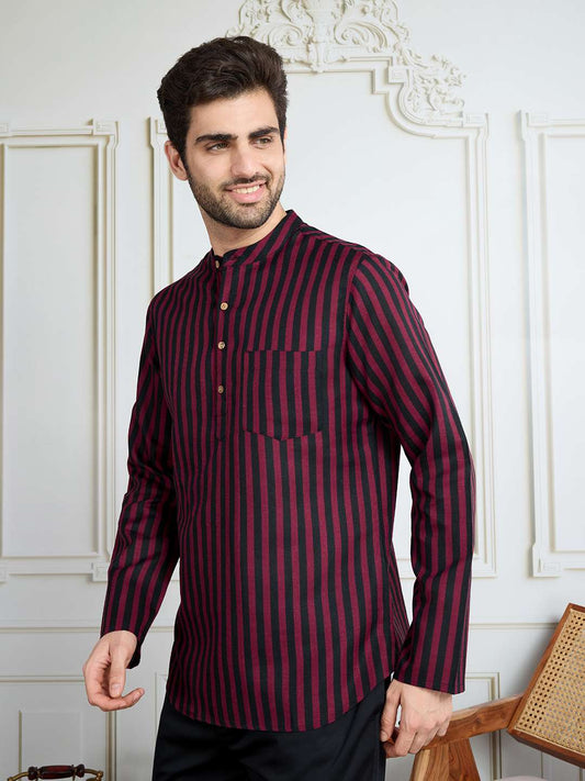 Men Striped Short Kurta