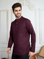 Men Striped Short Kurta