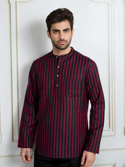 Men Striped Short Kurta