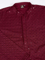 Men Sequined Thread Embroidered Straight Kurta & Trousers Set
