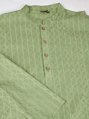 Men Striped Woven Design Straight Kurta & Trouser Set