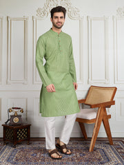 Men Striped Woven Design Straight Kurta & Trouser Set