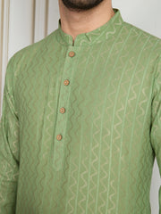 Men Striped Woven Design Straight Kurta & Trouser Set