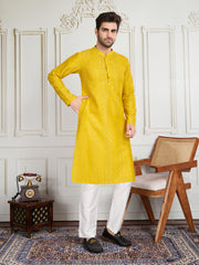 Men Striped Embroidered Kurta with Trousers