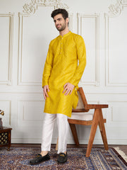 Men Striped Embroidered Kurta with Trousers