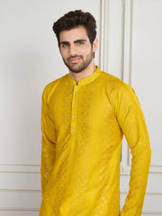Men Striped Embroidered Kurta with Trousers