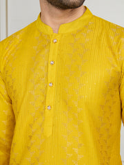 Men Striped Embroidered Kurta with Trousers