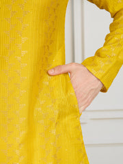 Men Striped Embroidered Kurta with Trousers